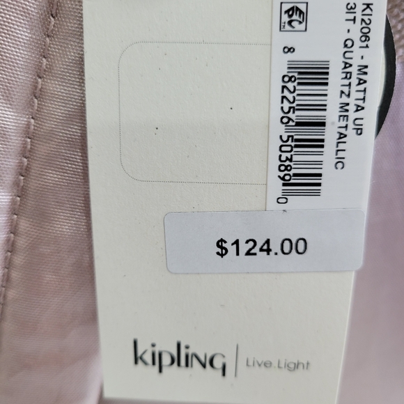 KIPLING BACKPACK METALLIC GOLD ROSE Matta Up Bag Medium NEW - Picture 15 of 15